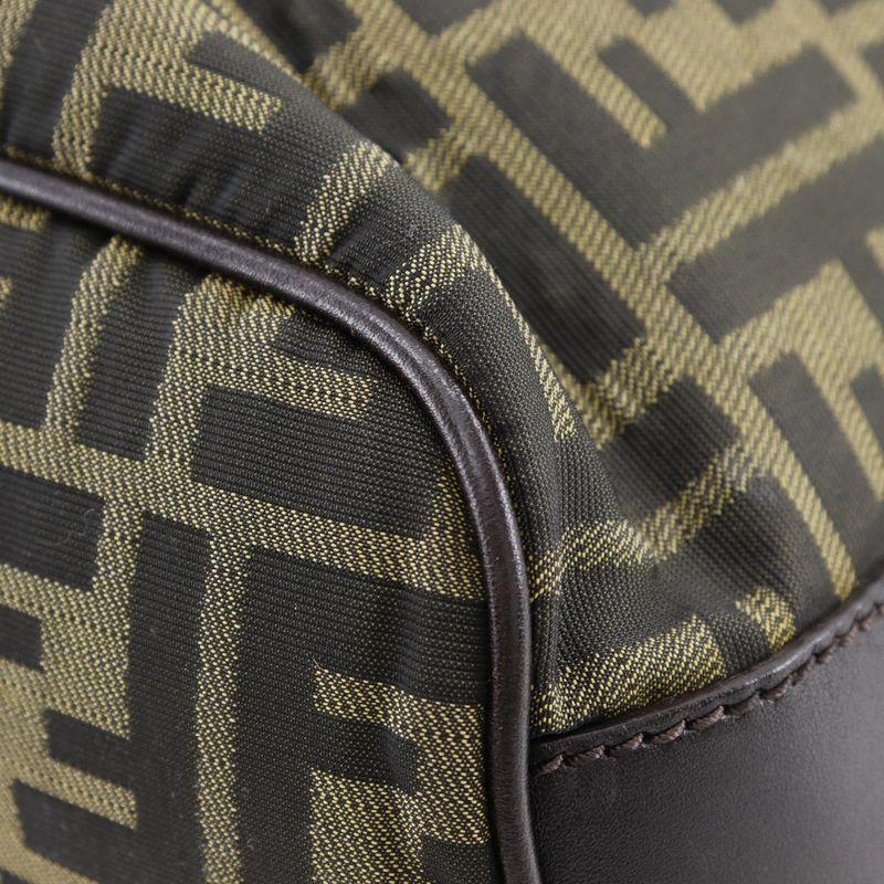 Fendi Zucca One Shoulder Nylon Canvas Brown Women Shoulder Bag