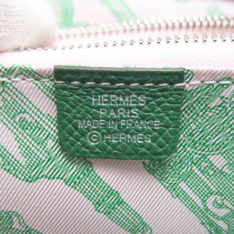 Hermes Azap Silk Inn Compact Silver Hardware Coin Case Epson Women