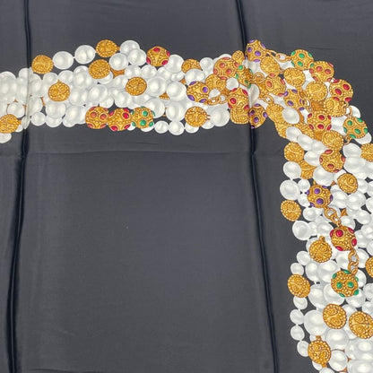 Chanel Accessory-patterned Scarf Silk Black With Box