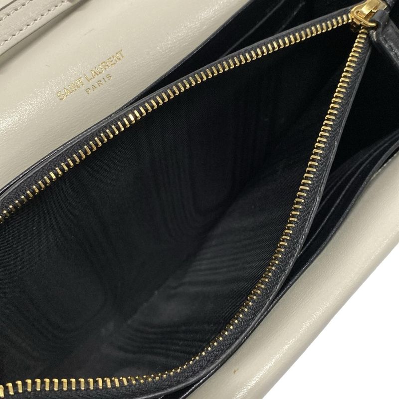 Saint Laurent Paris Wallet - 554763 Black Gold And Ivory Chain Shoulder Bag
