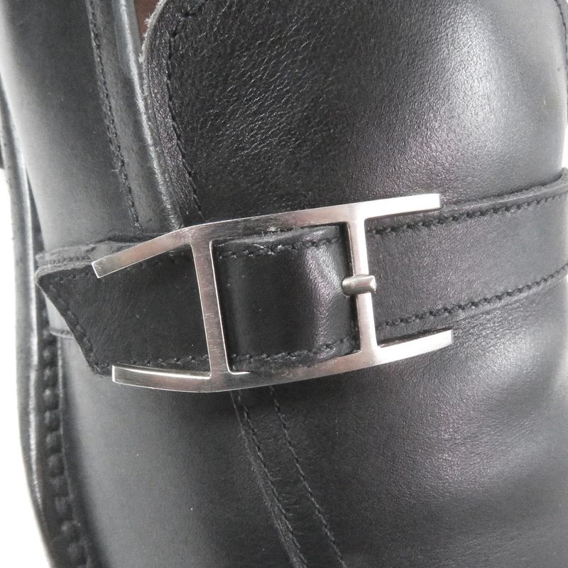 Hermes Vintage Api H Logo Buckle Belt Square Toe Leather Loafer