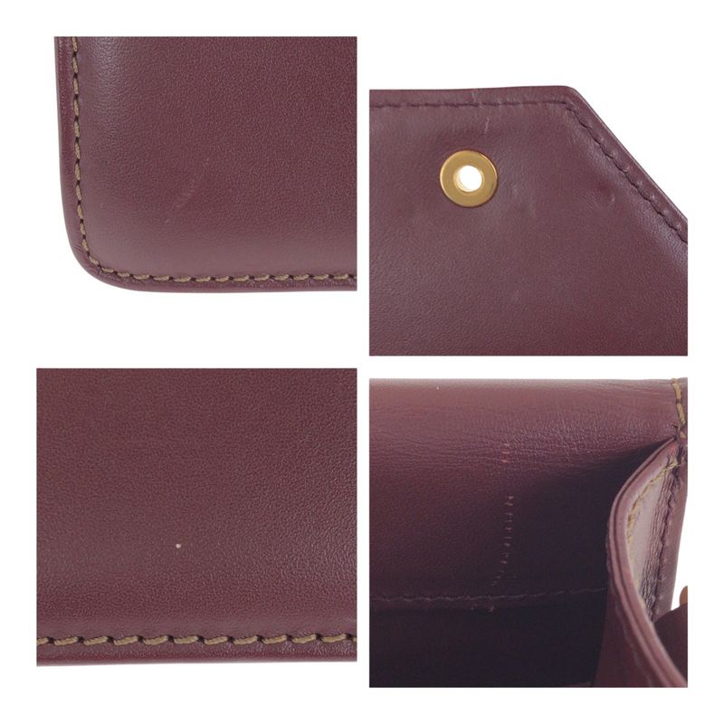 Cartier Must Line Wine Red Bordeaux Gold Hardware Leather Shoulder Bag Pochette