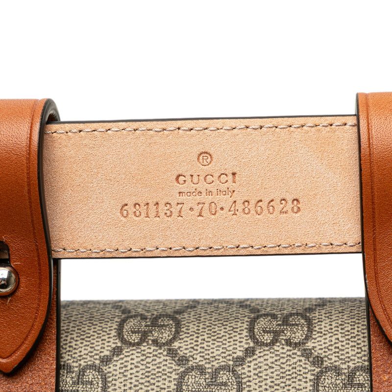 Gucci GG Supreme Bamboo Belt Bag Waist Bag 681137 Beige Brown PVC Leather
