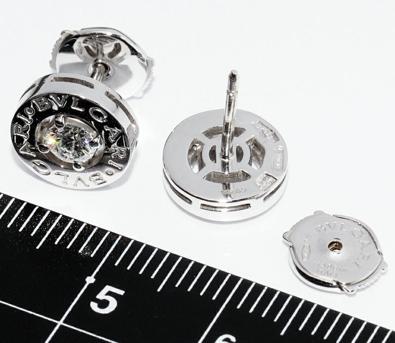 Bulgari Earrings 18K White Gold Diamond 2P Bulgari Earrings