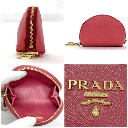 Prada Coin Case Pink 1m1218 Excellent Condition Saffiano Leather Preowned