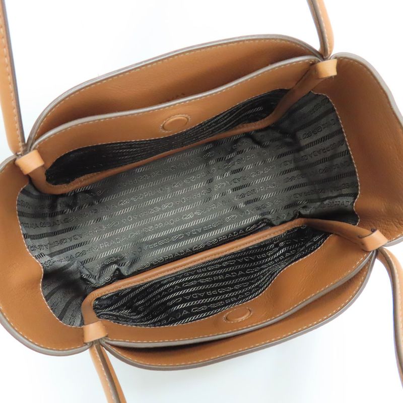 Prada Mini Tote Bag 1bg539 Shoulder - Soft Grain Leather Camel