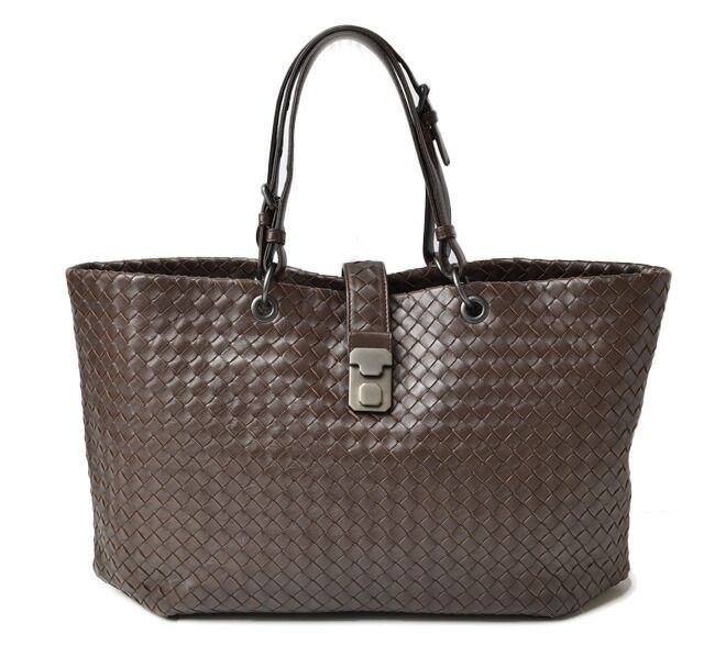 Bottega Veneta A4 Size Unisex Tote Bag Bottega Veneta Intrecciato Leather Dark