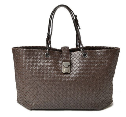 Bottega Veneta A4 Size Unisex Tote Bag Bottega Veneta Intrecciato Leather Dark