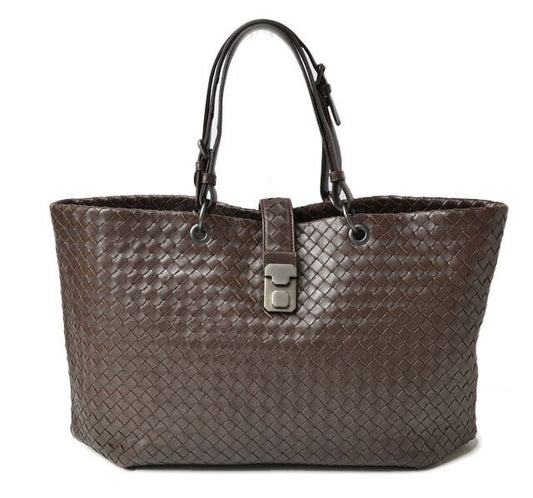 Bottega Veneta A4 Size Unisex Tote Bag Bottega Veneta Intrecciato Leather Dark