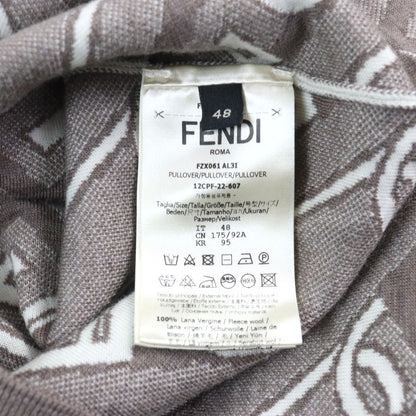 Fendi 2022 Fzx061 100% Virgin Wool FF Logo Orock Chain Allover Pattern Crew