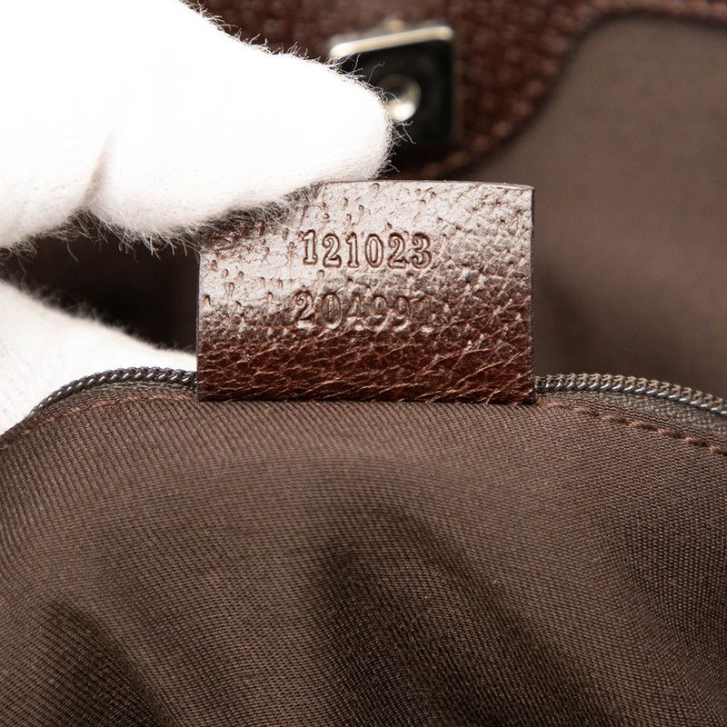 Gucci GG Canvas Tote Bag One Shoulder Bag 121023 Beige Brown Canvas Leather