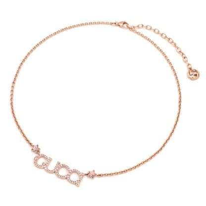 Gucci 774693 Logo Necklace 462cm (1819in) Long Crystal Script Logo Antique Pink