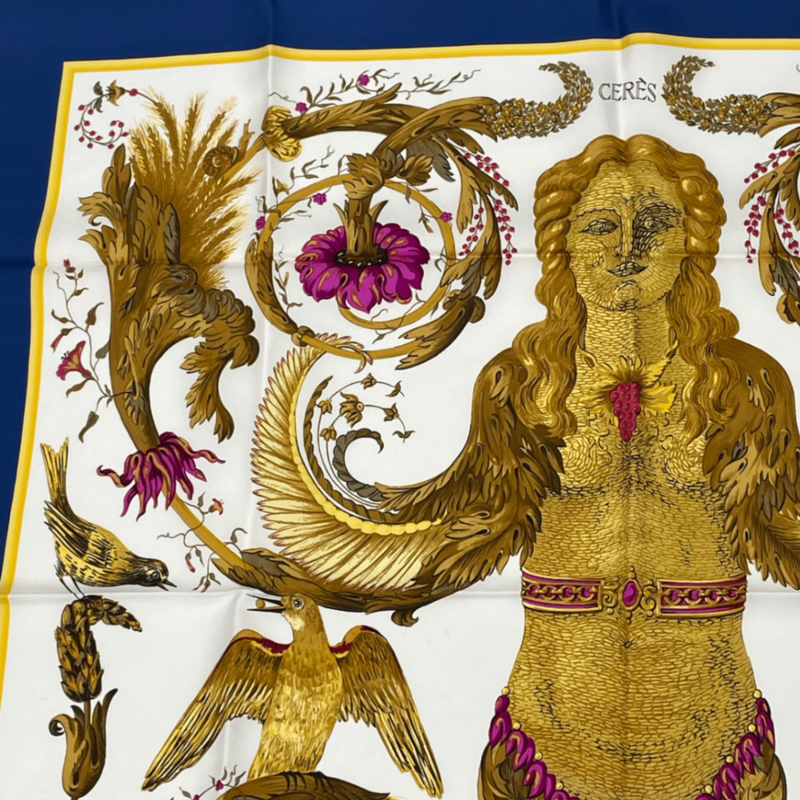 Hermes Scarf Carre 90 Silk Ceres Goddess Ceres Roman Mythology Navy