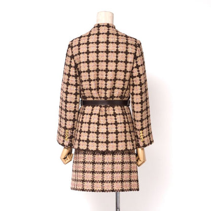 2022Gucci Skirt Suit Size 36 (155 80Y) GG Logo Gold Button Tweed