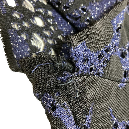 Good Christian Dior Cutwork Short Sleeve Blouse Cut and Sewn Navy Black Women