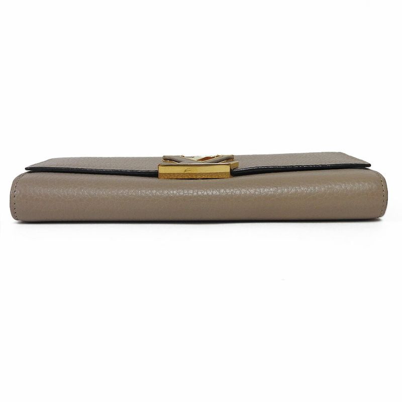Louis Vuitton Long Wallet Portefeuille Capucines M61249 Leather Beige Gallet LV