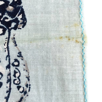 Chanel Scarf Handkerchief Bandana Camellia Logo Coco Mark Light Blue Black