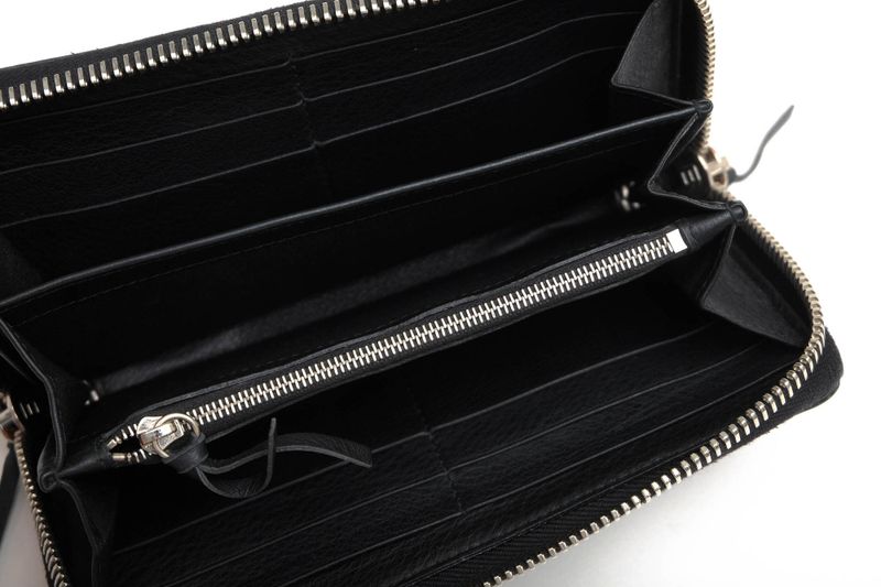 Balenciaga Long Wallet Men Leather 381226 Dlq0n 1000 Paper Continental Round
