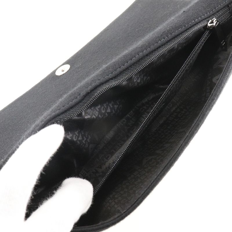 Chanel Chocolate Bar Ice Cube Cotton Black Women's Shoulder Bag