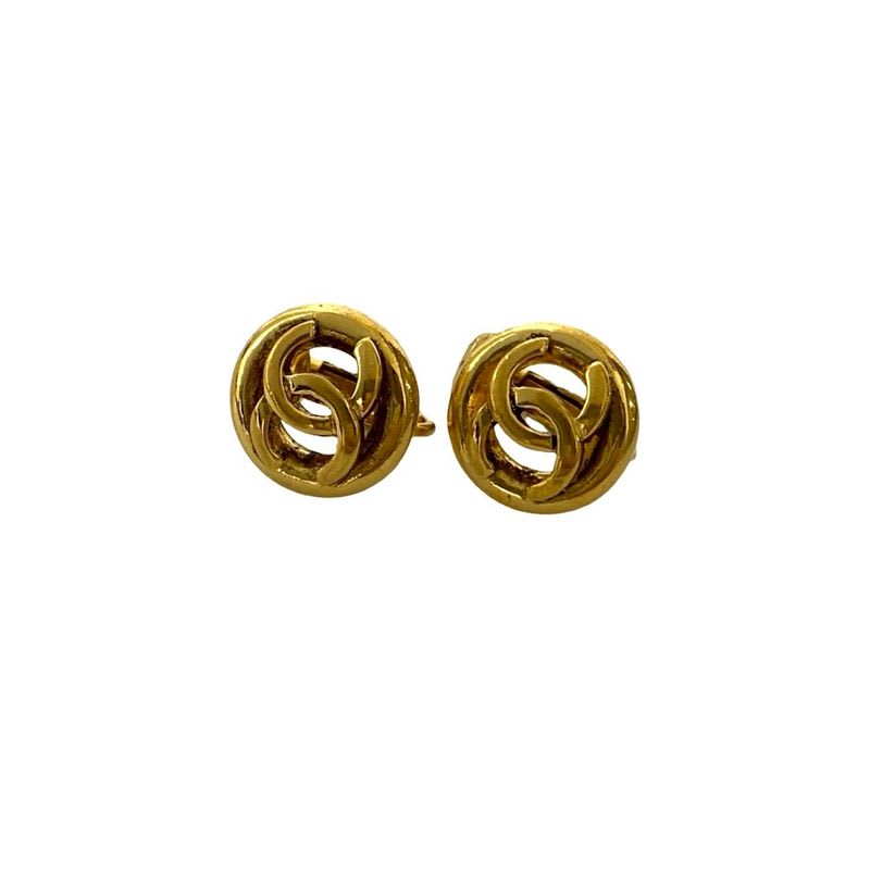 Chanel Vintage Coco Mark Motif Earrings Ear Cuff Accessories Gold 10010
