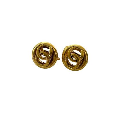 Chanel Vintage Coco Mark Motif Earrings Ear Cuff Accessories Gold 10010