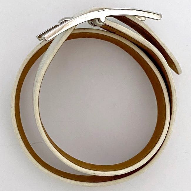 Hermes Bracelet Be Api White Excellent Condition Bracelet Leather Togo Preowned