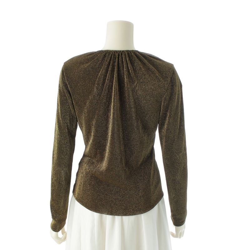Gucci 2000 Tom Ford Period Lame V-neck Long Sleeves Top Cut And Sewn Gold 42