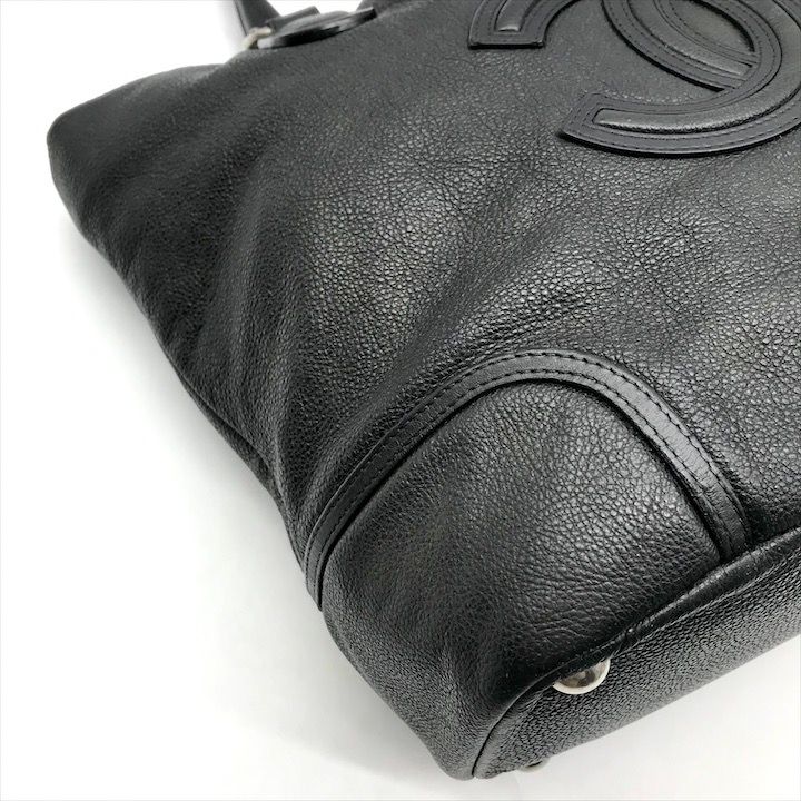 Chanel CC Logo Jumbo CC Soft Caviar Leather Hand Tote Black