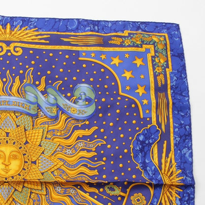 Hermes Carré 90 Carpe DIEM Enjoy The Day Silk Scarf Blue