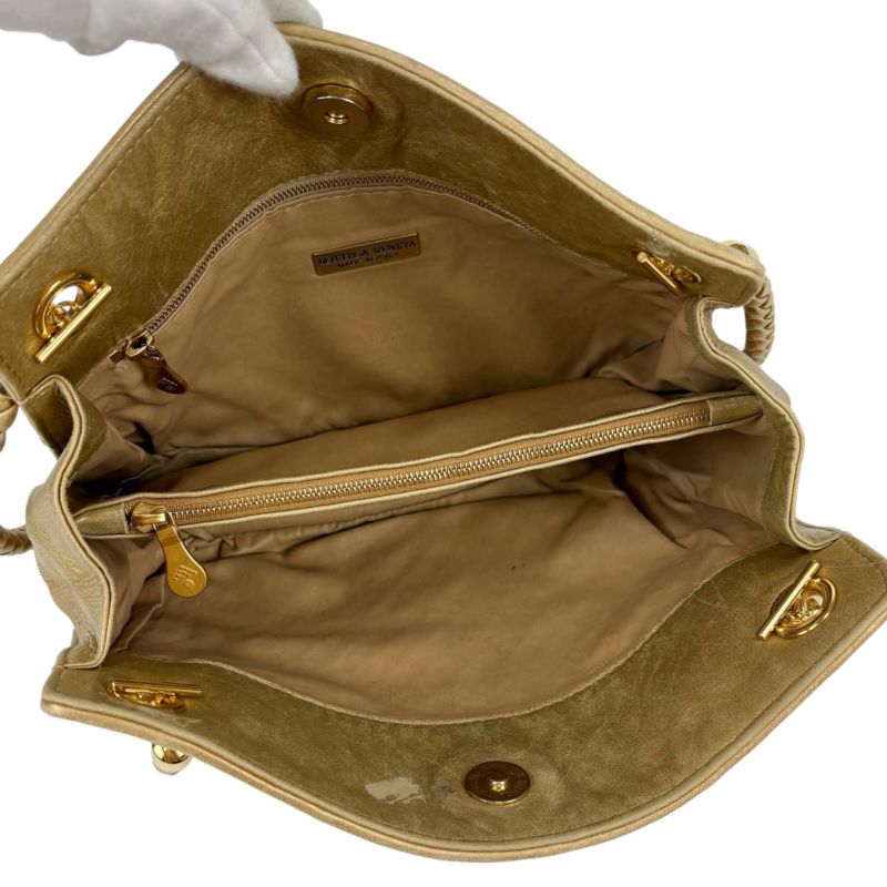 Bottega Veneta Shoulder Bag Shoulder Bag Gold Intrecciato Leather Semi Shoulder
