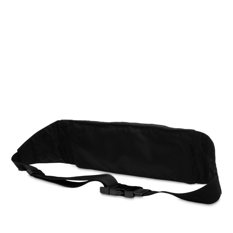 Prada Triangle Logo Plate Body Bag Waist Bag Black Navy Leather Nylon Men's