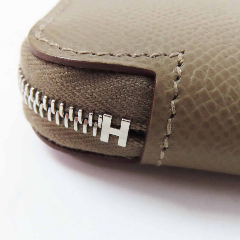 Hermes Azap Long Silk Quin Etoupe Vaux Epson Long Wallet Engraved W With Box