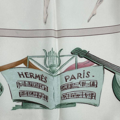 Hermes Carre 90 La Dance Ballet Dancer Ballerina Scarf Silk Beige