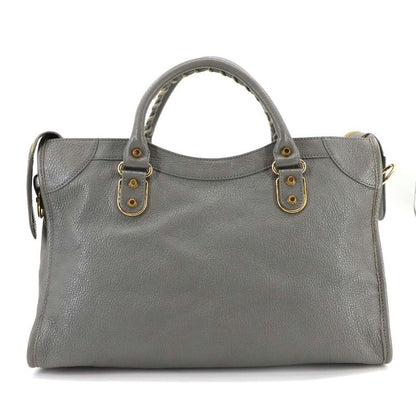 Balenciaga Classic Metallic Edge City 2way Hand Shoulder Bag Leather Grey
