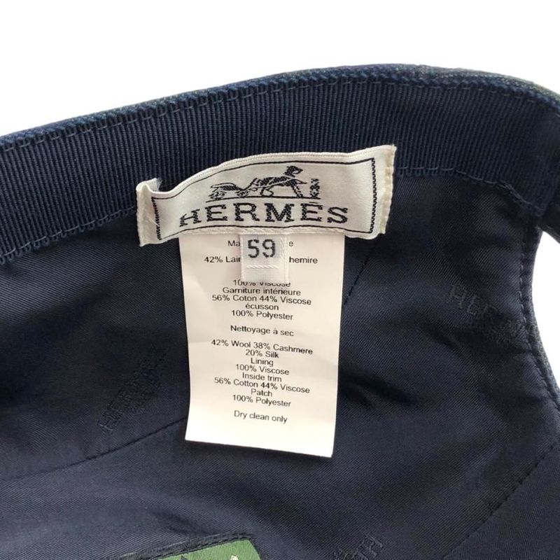 12169 Hermes Casket Nevata Punk Corrige Wool Check Cap Hat
