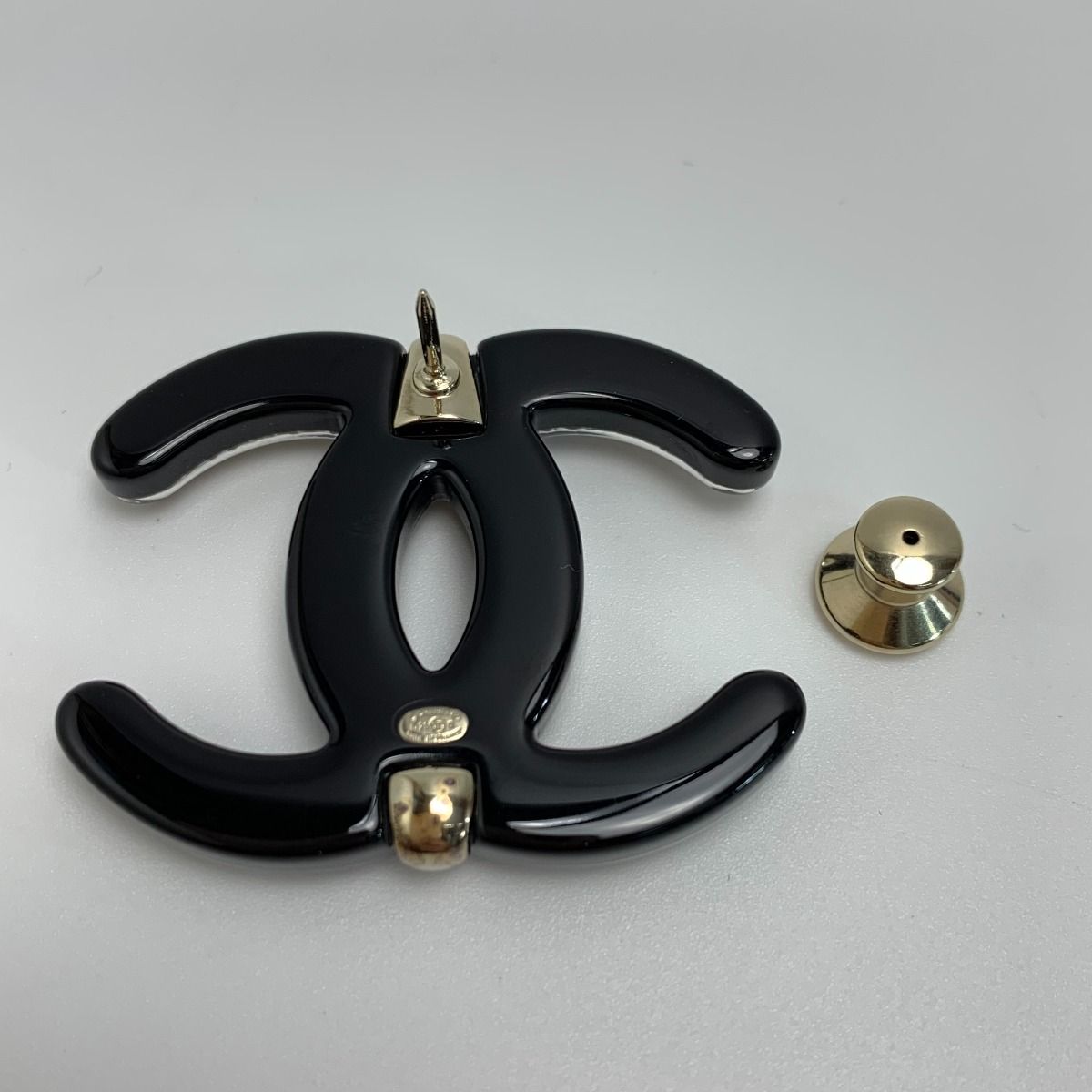 Chanel Coco Mark Brooch D23s Black Pin Type