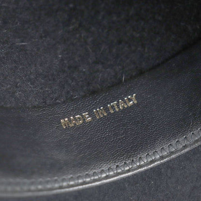 Hermes Lapin Felt 100% Leather Use Serie Button Medium Fold Hat Black 60 Made