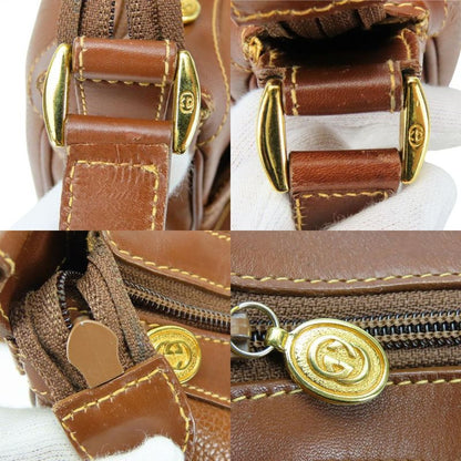 Gucci Shoulder Bag 001.104.0931 Leather Brown Gold Hardware Casual Large
