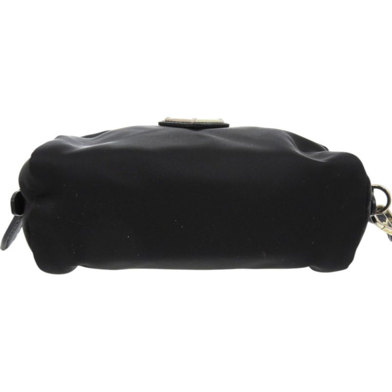 Prada 1ne175 Nylon With Strap Silver Hardware Black Pouch 0351 Prada