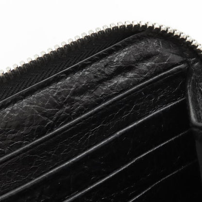 Balenciaga Long Wallet Round Zipper Graffiti Leather Black Silver Hardware