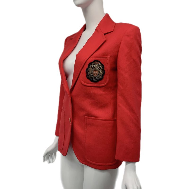 Celine Tailored Jacket Embroidered Badge Red Size 36