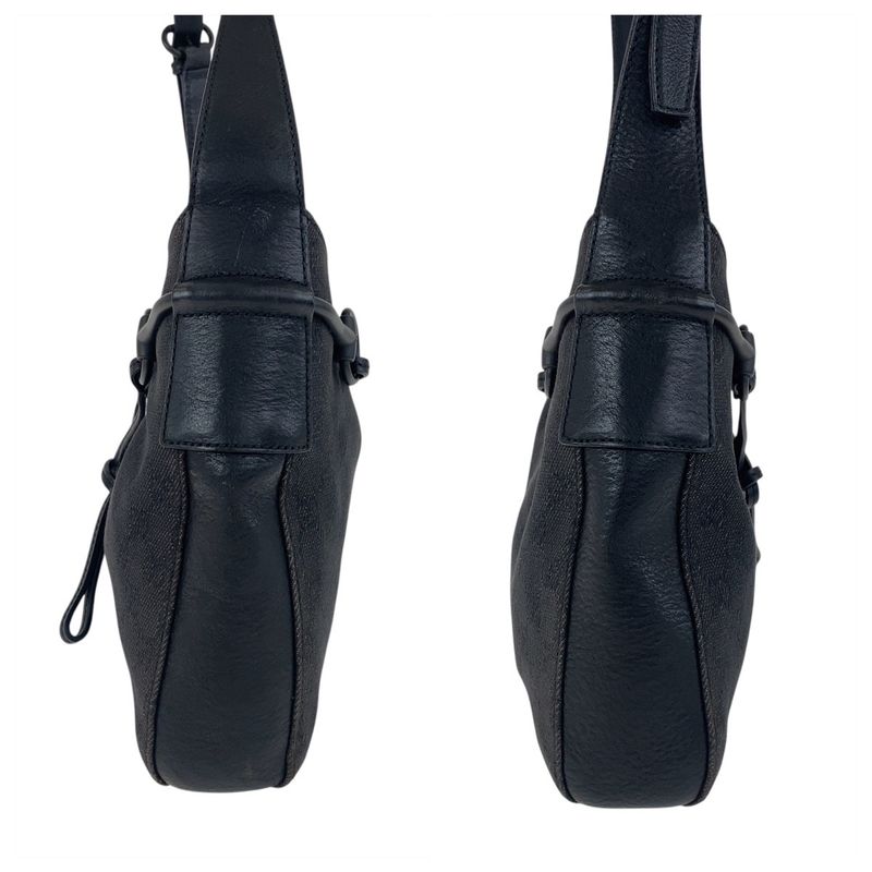 Gucci Horsebit Black GG Canvas/leather 101975 Shoulder Bag Women 504079