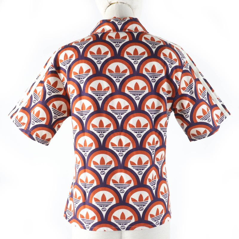 Gucci×adidas 703002 Trefoil Logo Total Short Sleeve Shirt Orange 36 Made In