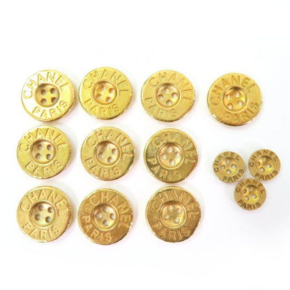 CHANEL Vintage Logo Button Metal Buttons Large And Small Set Of 13 Gold Ladies