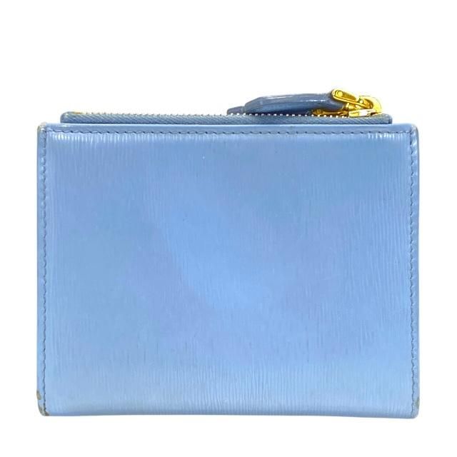 Prada 1ml024 Wallet Fold Wallet Compact Wallet Logo Leather Light Blue