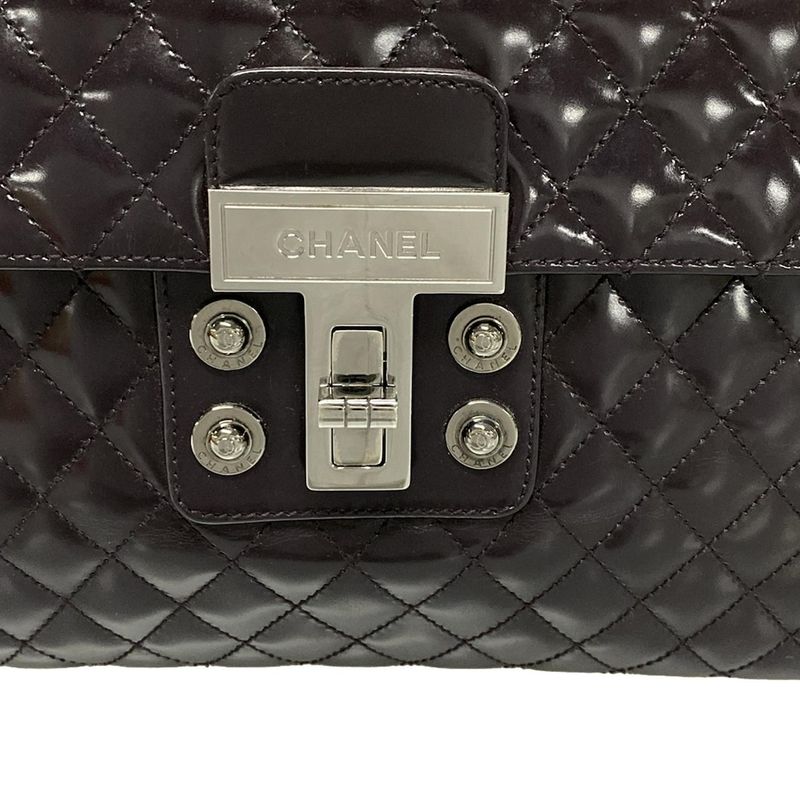 Chanel Shoulder Bag Matelasse Dark Purple Chain Shoulder / Silver Hardware