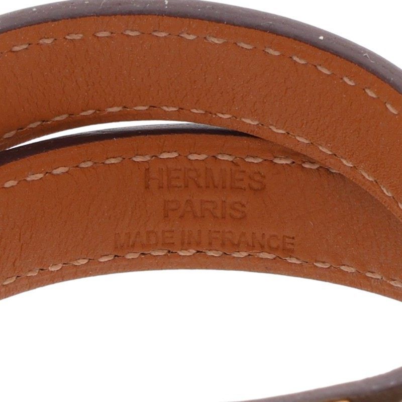Hermes Kerry Debuture Engraved D Leather Bracelet Ladies T2