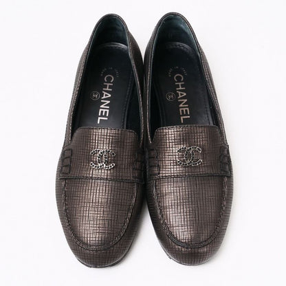 Chanel Loafers Size 36.5c CC Logo Coco Mark Shoes Chain Decoration Made In