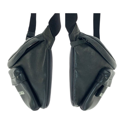 Balenciaga Everyday Logo Print Black Leather 552376 Body Bag Waist Bag Unisex