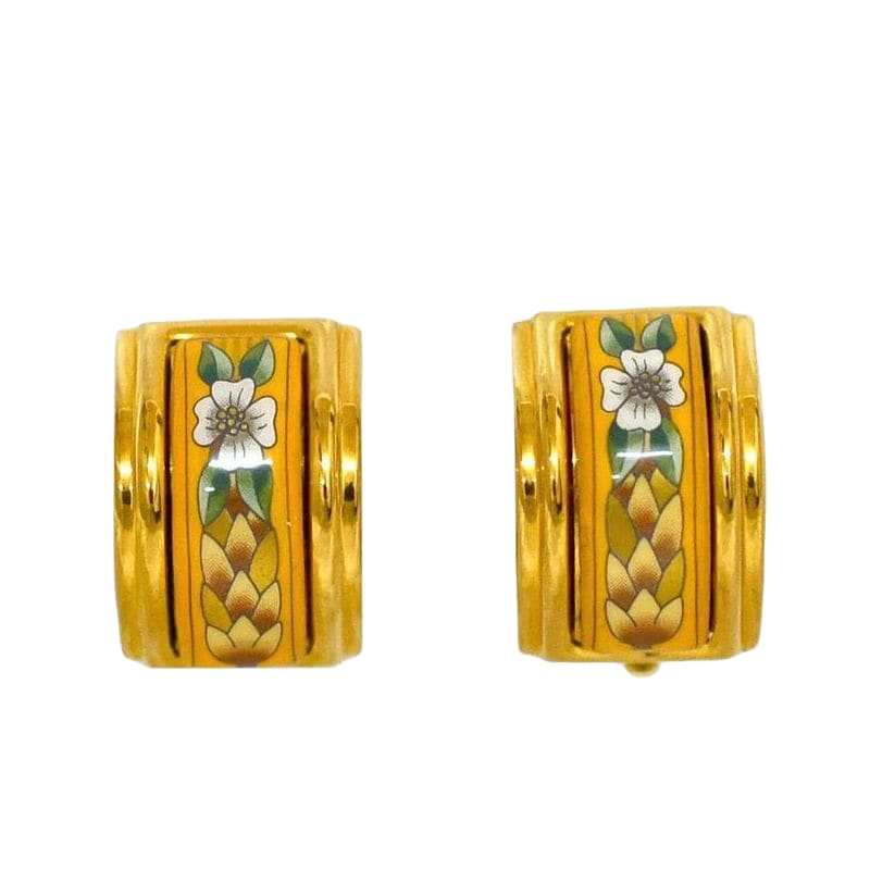 Hermes Earring Ec21464 Gold Excellent Condition GP Cloisonne Used